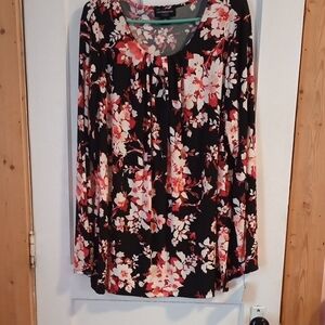 Floral Black and Red Women's Top